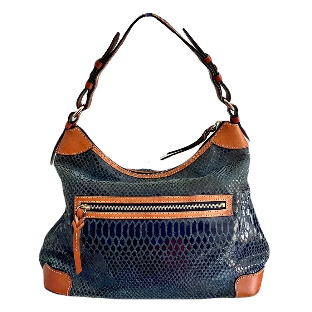 Dooney & Bourke ‘Erica’ Blue Python Embossed Leather Hobo Shoulder Bag